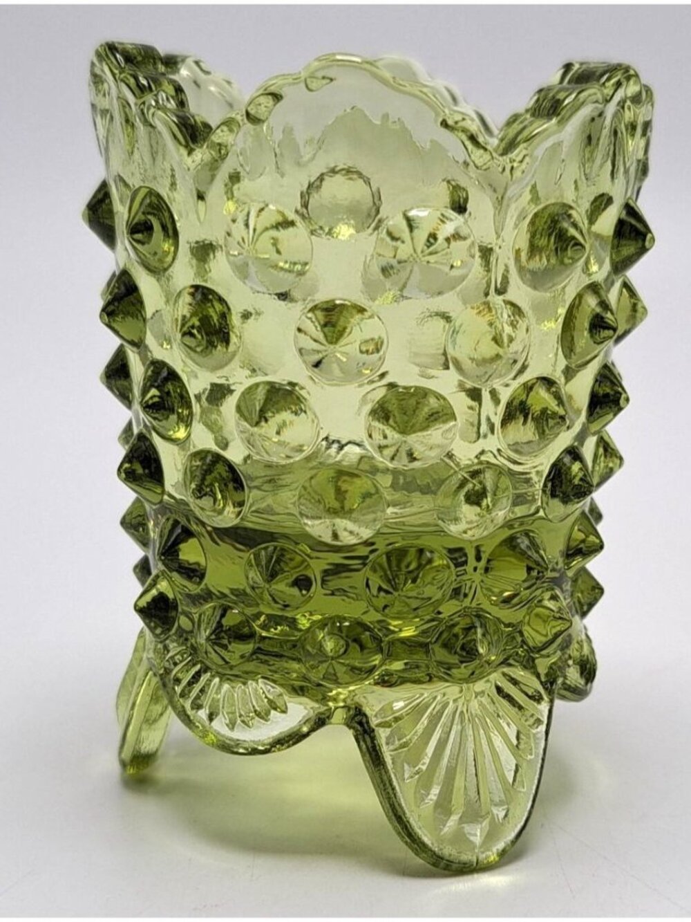 Fenton Green Hobnail Glass Toothpick Holder
